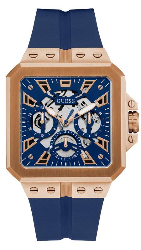 Guess Leo Chronograph Blue Dial Blue Silicone Strap Watch For Men - GW0637G3 Authentic Buy Shop Now