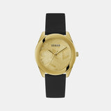 Guess Cubed Analog Gold Dial Black Silicone Strap Watch For Women - GW0665L1 Authentic Buy Shop Now