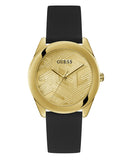 Guess Cubed Analog Gold Dial Black Silicone Strap Watch For Women - GW0665L1 Authentic Buy Shop Now