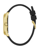 Guess Cubed Analog Gold Dial Black Silicone Strap Watch For Women - GW0665L1 Authentic Buy Shop Now