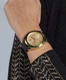 Guess Cubed Analog Gold Dial Black Silicone Strap Watch For Women - GW0665L1 Authentic Buy Shop Now