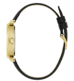 Guess Rumour Quartz Gold Dial Black Leather Strap Watch For Women - GW0689L2 Authentic Buy Shop Now