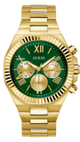 Guess Equity Analog Green Dial Gold Steel Strap Watch For Men - GW0703G2 Authentic Buy Shop Now