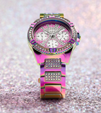 Guess Lady Frontier Diamonds Silver Dial Multicolor Steel Strap Watch for Women - GW0044L1 Authentic Buy Shop Now