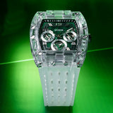 Guess Phoenix Quartz Green Dial Transparent Silicone Strap Watch For Men - GW0499G8 Authentic Buy Shop Now