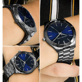Michael Kors Slim Runway Blue Dial Grey Steel Strap Watch For Men - MK8584 Authentic Buy Shop Now