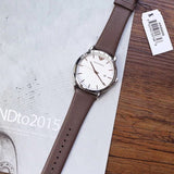 Emporio Armani Kappa Quartz White Dial Brown Leather Strap Watch For Men - AR80006 Authentic Buy Shop Now
