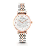 Emporio Armani Gianni T Bar Quartz White Dial Two Tone Steel Strap Watch For Women - AR80035 Authentic Buy Shop Now