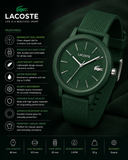 Lacoste 12.12 Move Green Dial Green Silicon Strap Watch for Men - 2011238 Authentic Buy Shop Now