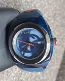 Gucci Sync XXL Quartz Blue Dial Blue Rubber Strap Watch For Men - YA137104 Authentic Buy Shop Now