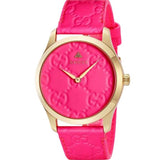 Gucci G Timeless Quartz Pink Dial Pink Leather Strap Watch For Women - YA1264115 Authentic Buy Shop Now