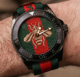 Gucci Dive Green & Red Dial Green & Red Nylon Strap Watch For Men - YA136216 Authentic Buy Shop Now