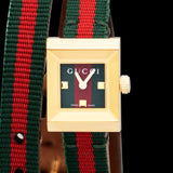 Gucci G-Frame Multicolored Dial Two Tone Nylon Strap Watch For Women - YA128527 Authentic Buy Shop Now
