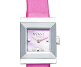 Gucci G-Frame Square Fuchsia Mother of Pearl Dial Fuchsia Leather Strap Watch For Women - YA128533 Authentic Buy Shop Now