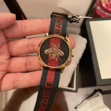 Gucci G Timeless Quartz Green & Red Dial Green & Red NATO Strap Watch For Men - YA126487A Authentic Buy Shop Now