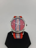 Gucci G Timeless Quartz Red Dial Two Tone NATO Strap Watch For Men - YA1264070 Authentic Buy Shop Now
