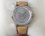 Gucci G Timeless Automatic Mother of Pearl Dial Brown Leather Strap Watch For Women - YA1264112 Authentic Buy Shop Now