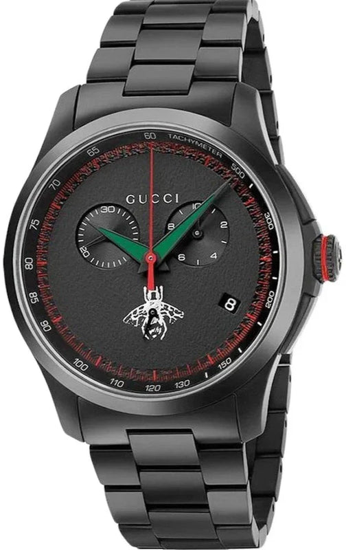 Gucci G-Timeless Chronograph Black Dial Black Steel Strap Watch For Men - YA126269 Authentic Buy Shop Now