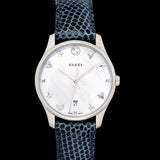 Gucci G-Timeless Signature Mother of Pearl Star Dial Blue Watch For Women - YA126588 Authentic Buy Shop Now