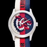Gucci G Timeless Quartz White Red Blue Dial Multicolored NATO Strap Watch For Men - YA1264059 Authentic Buy Shop Now