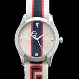 Gucci G Timeless Quartz White Dial Two Tone NATO Strap Watch For Men - YA1264071 Authentic Buy Shop Now