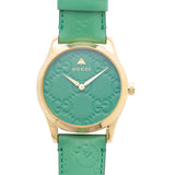 Gucci G Timeless Quartz Green Dial Green Leather Strap Watch For Women - YA1264099 Authentic Buy Shop Now