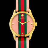 Gucci G Timeless Quartz Pink Dial Three Tone Leather Strap Watch For Women - YA1264118 Authentic Buy Shop Now