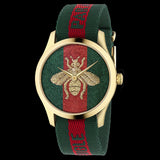 Gucci G Timeless Quartz Green & Red Dial Green & Red NATO Strap Watch For Men - YA126487A Authentic Buy Shop Now