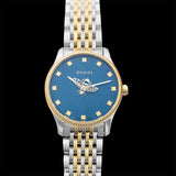 Gucci G Timeless Quartz Blue Dial Two Tone Steel Strap Watch For Women - YA1265029 Authentic Buy Shop Now