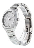 Gucci G Frame Quartz Diamonds Silver Dial Silver Steel Strap Watch For Women - YA142504 Authentic Buy Shop Now