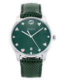 Gucci G-Timeless Mother of Pearl Green Dial Green Leather Strap Watch For Women - YA1264042 Authentic Buy Shop Now