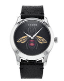 Gucci G Timeless Bee Black Dial Black Leather Strap Watch For Women - YA1264067 Authentic Buy Shop Now