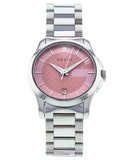 Gucci G Timeless Pink Dial Silver Steel Strap Watch For Women - YA126524 Authentic Buy Shop Now