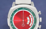 Gucci Grip Quartz Chronograph Red Dial Silver Steel Strap Watch For Men - YA157303 Authentic Buy Shop Now