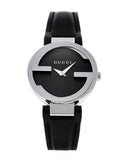 Gucci G Interlocking Black Dial Black Leather Strap Watch For Women - YA133501 Authentic Buy Shop Now