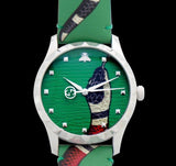 Gucci G Timeless Le Marche Des Merveilles Green Dial Green Leather Strap Watch for Women - YA1264081 Authentic Buy Shop Now