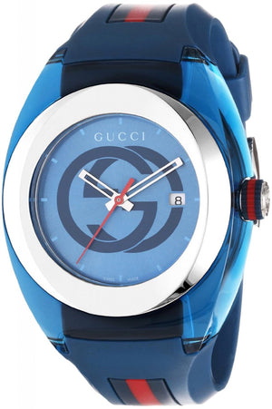 Gucci Sync XXL Quartz Blue Dial Blue Rubber Strap Watch For Men - YA137104 Authentic Buy Shop Now
