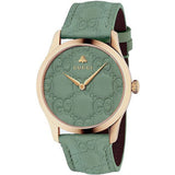 Gucci G Timeless Quartz Green Dial Green Leather Strap Watch For Women - YA1264099 Authentic Buy Shop Now