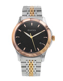 Gucci G Timeless Black Dial Two Tone Steel Strap Watch For Men - YA126410 Authentic Buy Shop Now