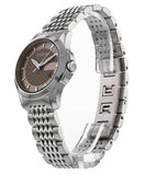 Gucci G Timeless Brown Dial Silver Steel Strap Watch For Women - YA126503 Authentic Buy Shop Now