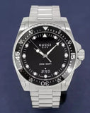 Gucci Dive Quartz Black Dial Silver Steel Strap Watch For Men - YA136301B Authentic Buy Shop Now