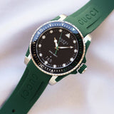 Gucci Dive Black Dial Green Rubber Strap Watch For Men - YA136310 Authentic Buy Shop Now