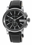 Gucci G Chrono Black Dial Black Leather Strap Watch For Men - YA101205 Authentic Buy Shop Now
