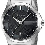 Gucci G Timeless Black Dial Silver Steel Strap Unisex Watch - YA126457 Authentic Buy Shop Now