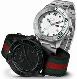Gucci G Timeless Sport Black Dial Two Tone NATO Strap Watch For Men - YA126229 Authentic Buy Shop Now