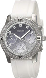Guess Confetti Crystal Black Dial White Silicone Strap Watch For Women - W1098L1 Authentic Buy Shop Now