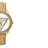 Guess Mini Triangle Quartz White Dial Gold Leather Strap Watch For Women - W70015l1 Authentic Buy Shop Now