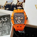Guess Phoenix Multifunction Black Dial Orange Rubber Strap Watch For Men - GW0203G10 Authentic Buy Shop Now