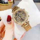 Guess Solstice Diamonds Gold Dial Gold Steel Strap Watch for Women - GW0403L2 Authentic Buy Shop Now