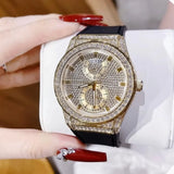 Guess Princess Crystals Gold Dial Black Silicone Strap Watch For Women - GW0439L2 Authentic Buy Shop Now